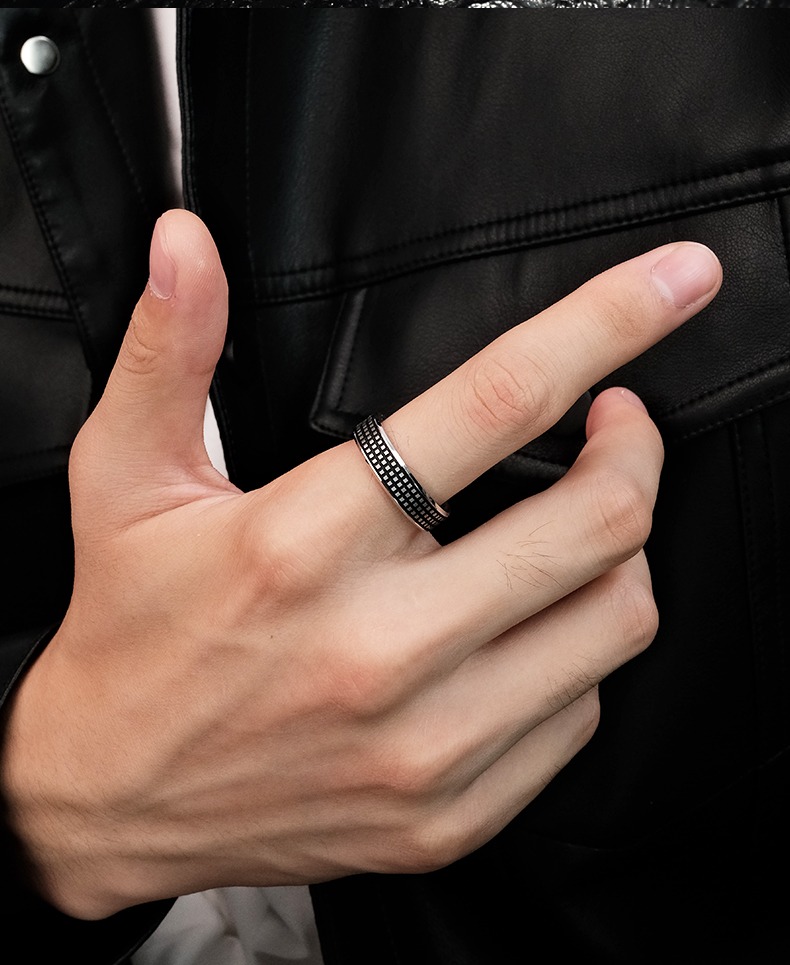 8mm Black Square Tungsten Ring For Men Simple And Stylish Retro Index Finger Niche Ring Couple Ring Retro Tough Retro Durable
