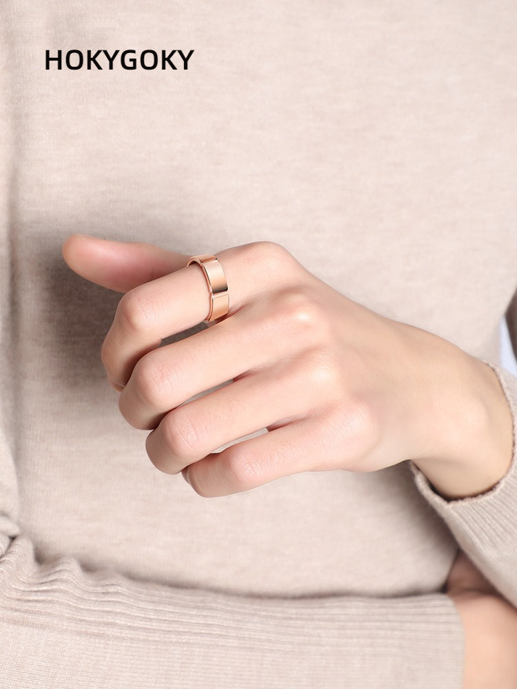 6mm Men's Ring Rose Gold Personality Tungsten Gold Single Ring Niche High-End Ring, Wear-Resistant and Scratch-Resistant, Light Luxury Design, Hand-Grooved, Comfortable to Wear, Free Engraving, Highlighting the Elegant Style of Men