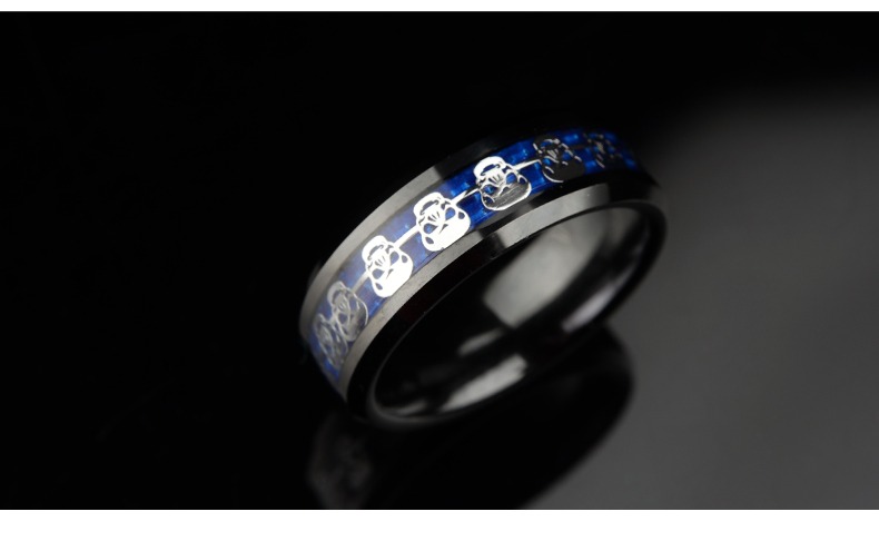 8mm Men's Ring with Tungsten Inlaid Skull Classic Personality Retro Punk Creative Jewelry Ring Men's Punk Style Fashionable Sturdy and Wear-resistant