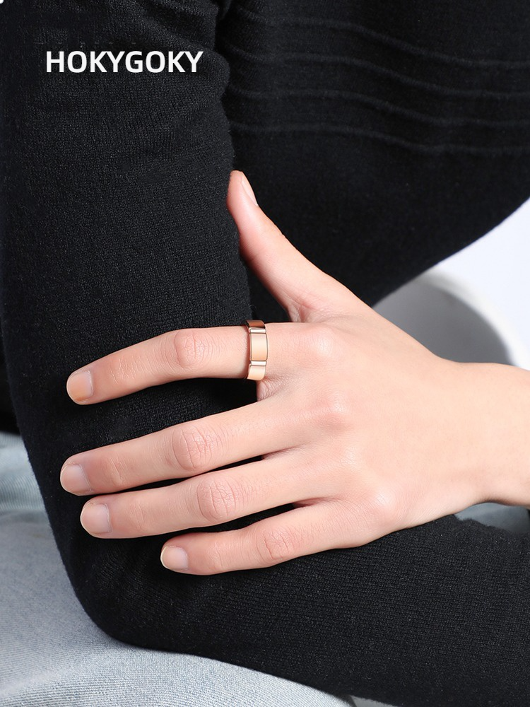 6mm Men's Ring Rose Gold Personality Tungsten Gold Single Ring Niche High-End Ring, Wear-Resistant and Scratch-Resistant, Light Luxury Design, Hand-Grooved, Comfortable to Wear, Free Engraving, Highlighting the Elegant Style of Men