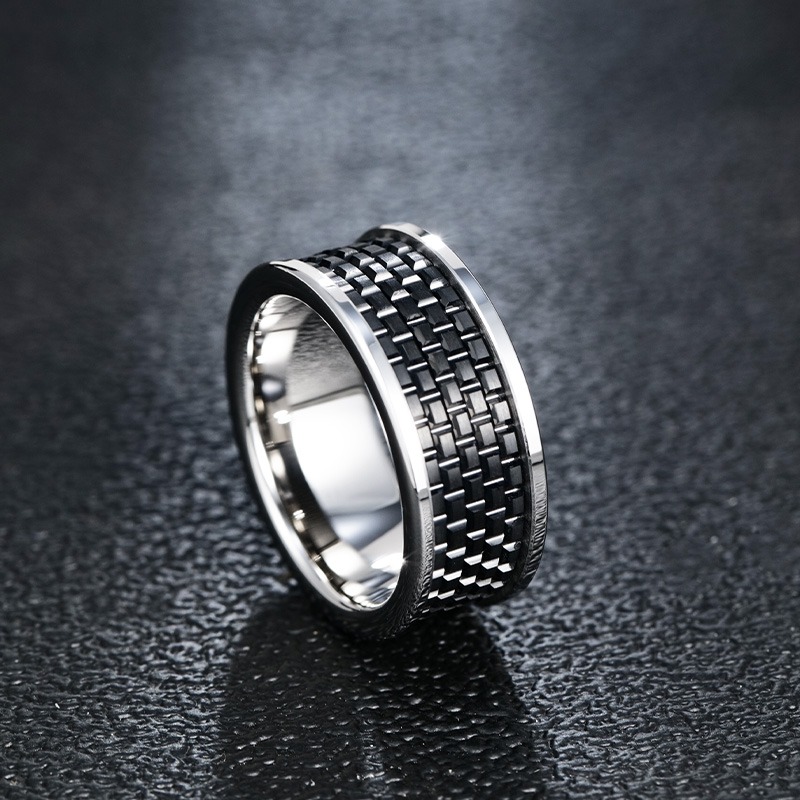 8mm Black Square Tungsten Ring For Men Simple And Stylish Retro Index Finger Niche Ring Couple Ring Retro Tough Retro Durable