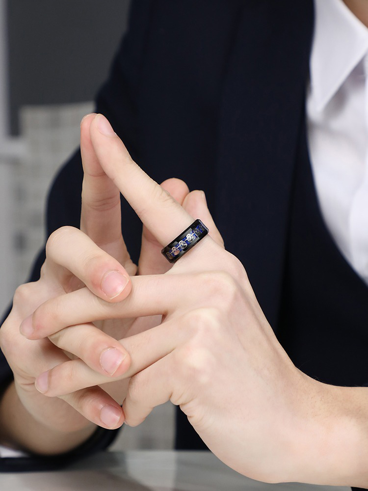 8mm Men's Ring with Tungsten Inlaid Skull Classic Personality Retro Punk Creative Jewelry Ring Men's Punk Style Fashionable Sturdy and Wear-resistant