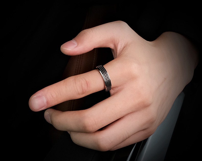 8mm Black Square Tungsten Ring For Men Simple And Stylish Retro Index Finger Niche Ring Couple Ring Retro Tough Retro Durable