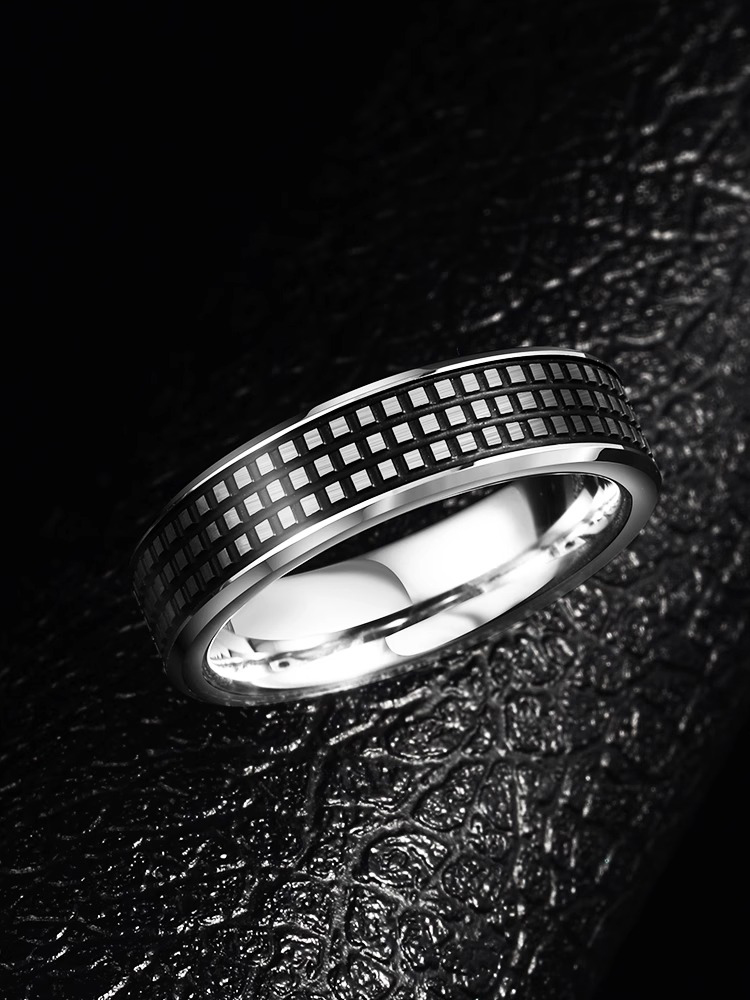 8mm Black Square Tungsten Ring For Men Simple And Stylish Retro Index Finger Niche Ring Couple Ring Retro Tough Retro Durable