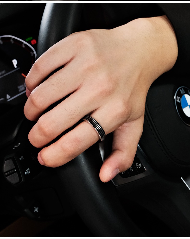 8mm Black Square Tungsten Ring For Men Simple And Stylish Retro Index Finger Niche Ring Couple Ring Retro Tough Retro Durable