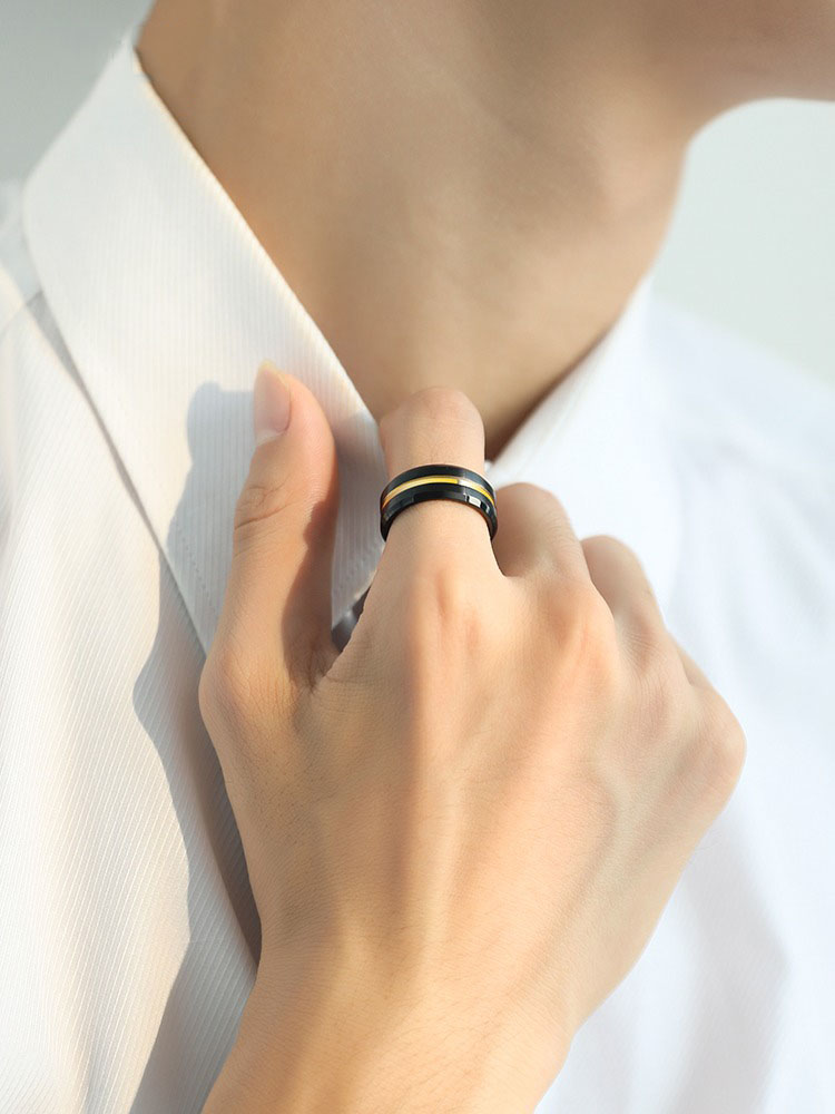 8mm Black Gold 857 Tungsten Ring Trend Personality Simple Index Finger Ring Simple Luxury No Maintenance