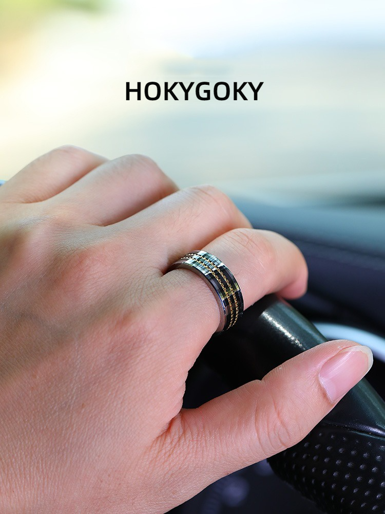 8mm Men's Gear Ring Fashion Personality Tungsten Gold Ring Light Luxury Domineering Ring Index Finger Single Ring Planetary Gear Ring Tungsten Gold Material Three-Dimensional Double Gear Seamless Inlay Fashionable and Versatile Highlight Personality