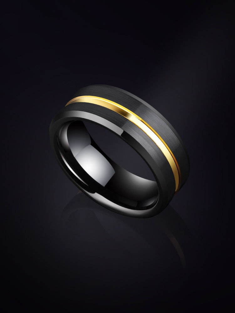 8mm Black Gold 857 Tungsten Ring Trend Personality Simple Index Finger Ring Simple Luxury No Maintenance