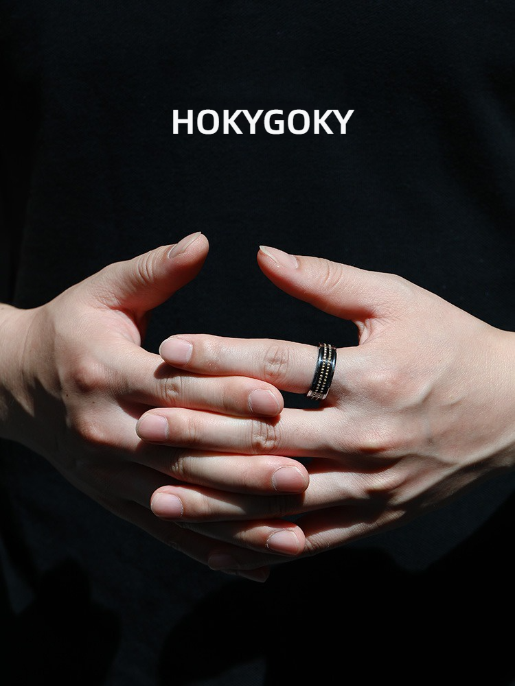 8mm Men's Gear Ring Fashion Personality Tungsten Gold Ring Light Luxury Domineering Ring Index Finger Single Ring Planetary Gear Ring Tungsten Gold Material Three-Dimensional Double Gear Seamless Inlay Fashionable and Versatile Highlight Personality