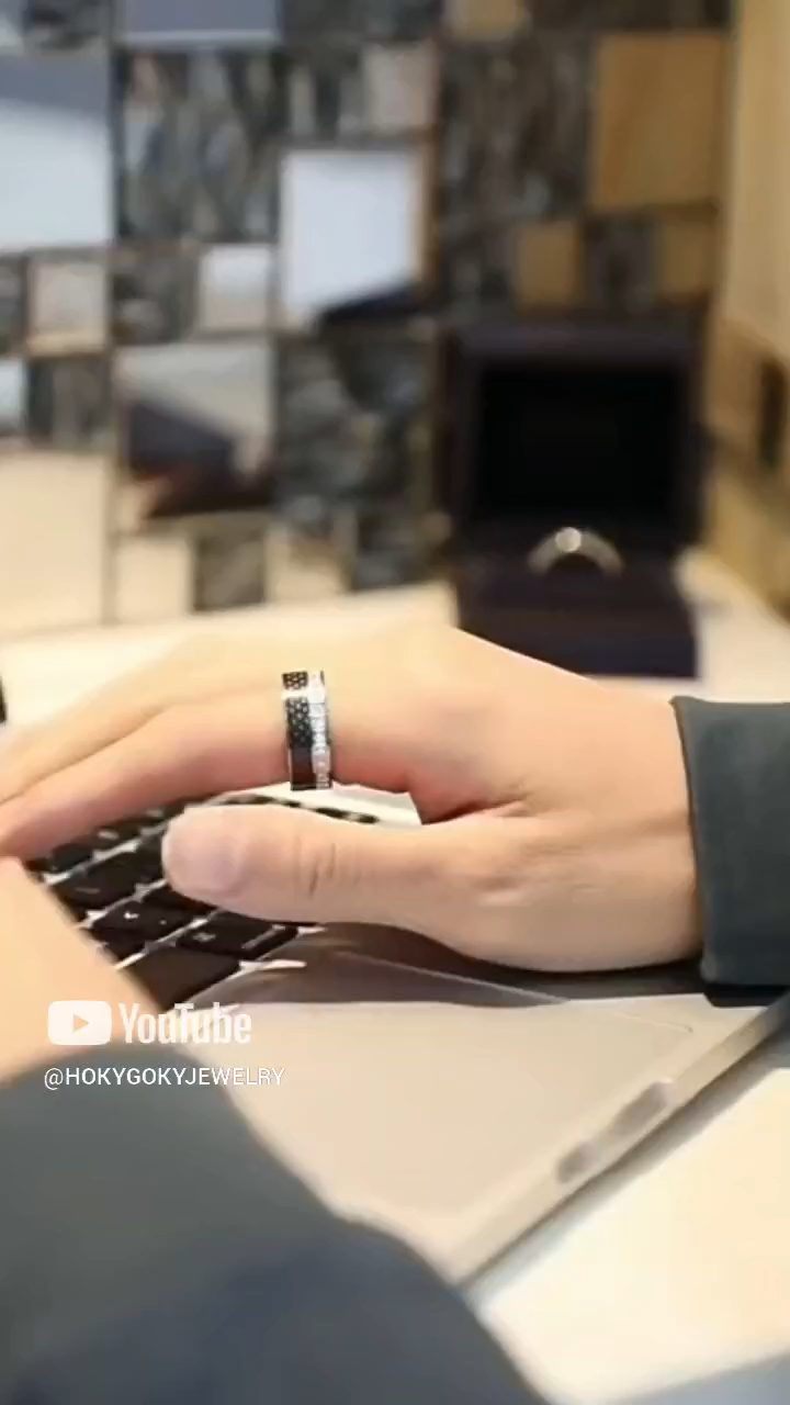 8mm Unisex Carbon Fiber Full Diamond Tungsten Index Finger New Trendy Single Rose Gold Black Two-Tone Ring Supercar Ring - Carbon Fiber Zircon Fusion, Showing Noble Fashion