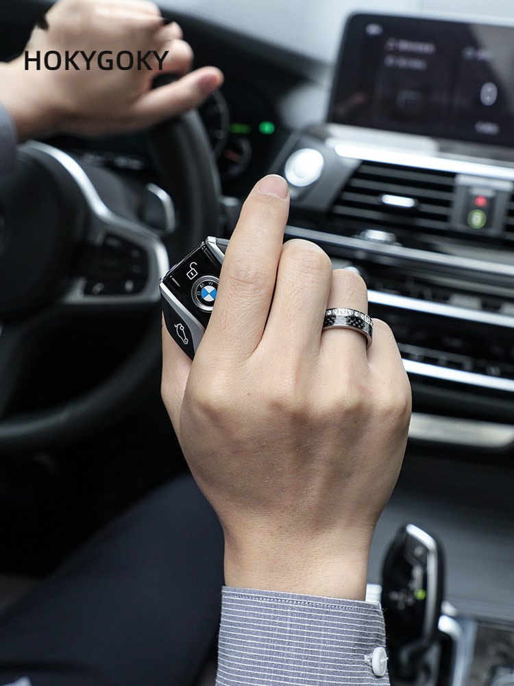 8mm Unisex Carbon Fiber Full Diamond Tungsten Index Finger New Trendy Single Rose Gold Black Two-Tone Ring Supercar Ring - Carbon Fiber Zircon Fusion, Showing Noble Fashion