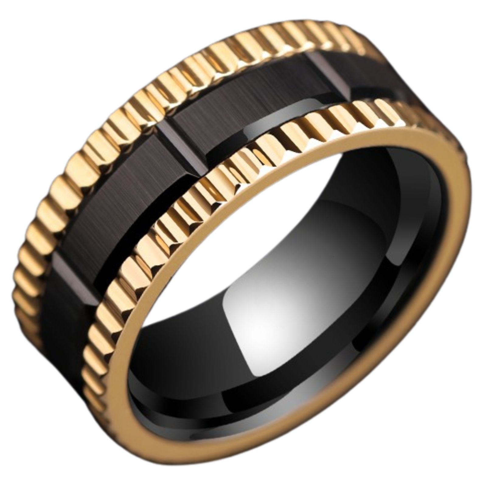 8mm Gear Tungsten Ring Men's Trendy Brand Light Luxury High-end Niche Design Ring Female Single Index Finger Ring Strong Power