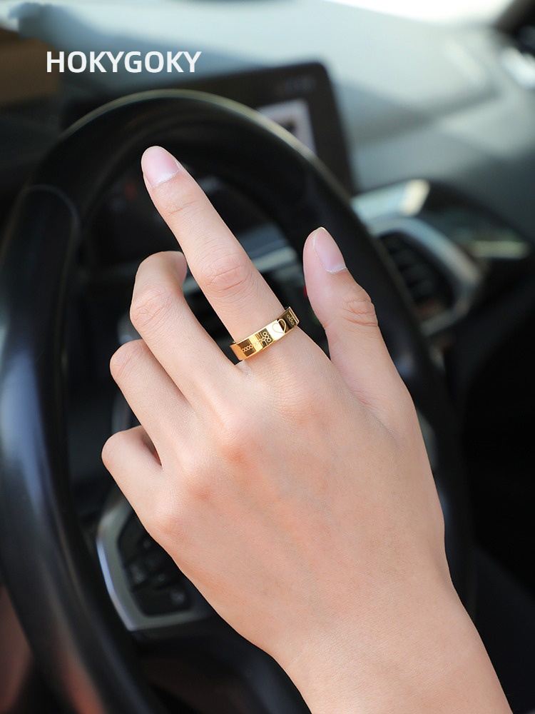 Unisex Ring Trendy Niche Gold-Plated Couple Rings High-End Light Luxury Index Finger Ring Pinky Ring Tungsten Gold Ring - Love 