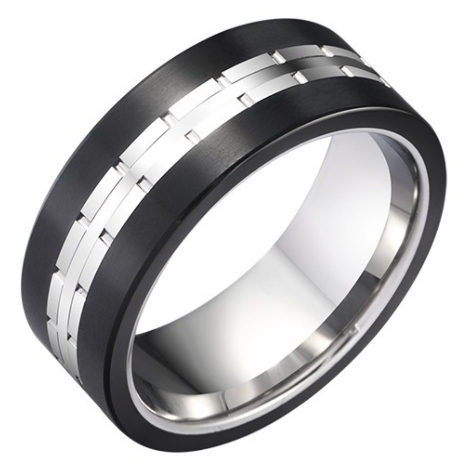 9mm Men's Black Tungsten Steel High-End Personality Versatile Fashion Ring, Index Finger Wide Men's Ring 857 Tungsten Gold Material Retro Tough Design Wear-Resistant and Color-Resistant Comfortable to Wear Highlighting Men's True Colors