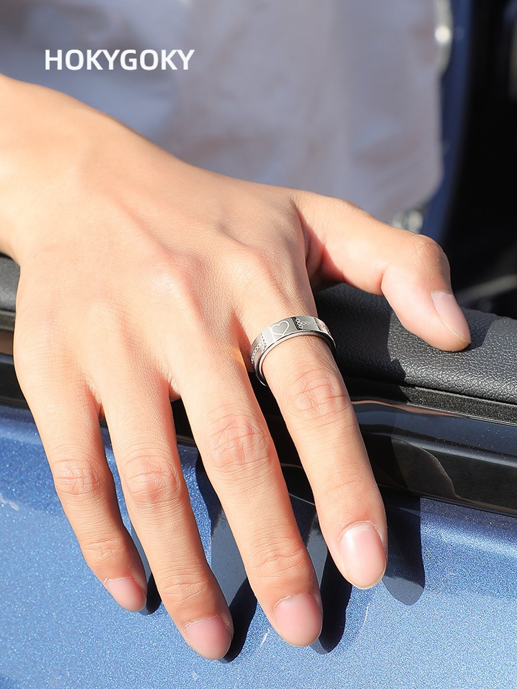 Unisex Ring Trendy Niche Gold-Plated Couple Rings High-End Light Luxury Index Finger Ring Pinky Ring Tungsten Gold Ring - Love 