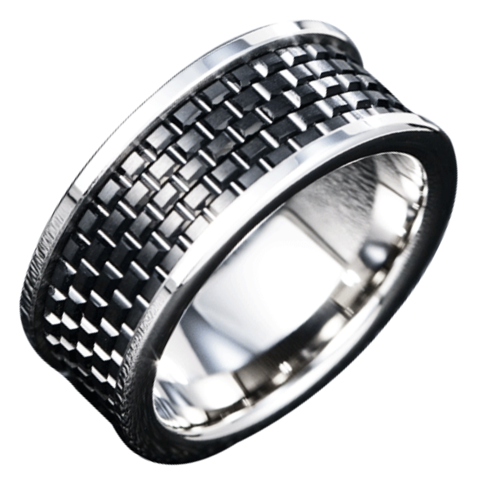 8mm Black Tungsten Ring Flash Men's Trendy High-end Personality All-match Ring Fashion Tungsten Steel Niche Index Finger Domineering