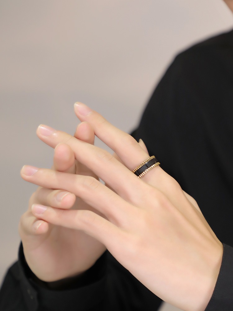 8mm Gear Tungsten Ring Men's Trendy Brand Light Luxury High-end Niche Design Ring Female Single Index Finger Ring Strong Power