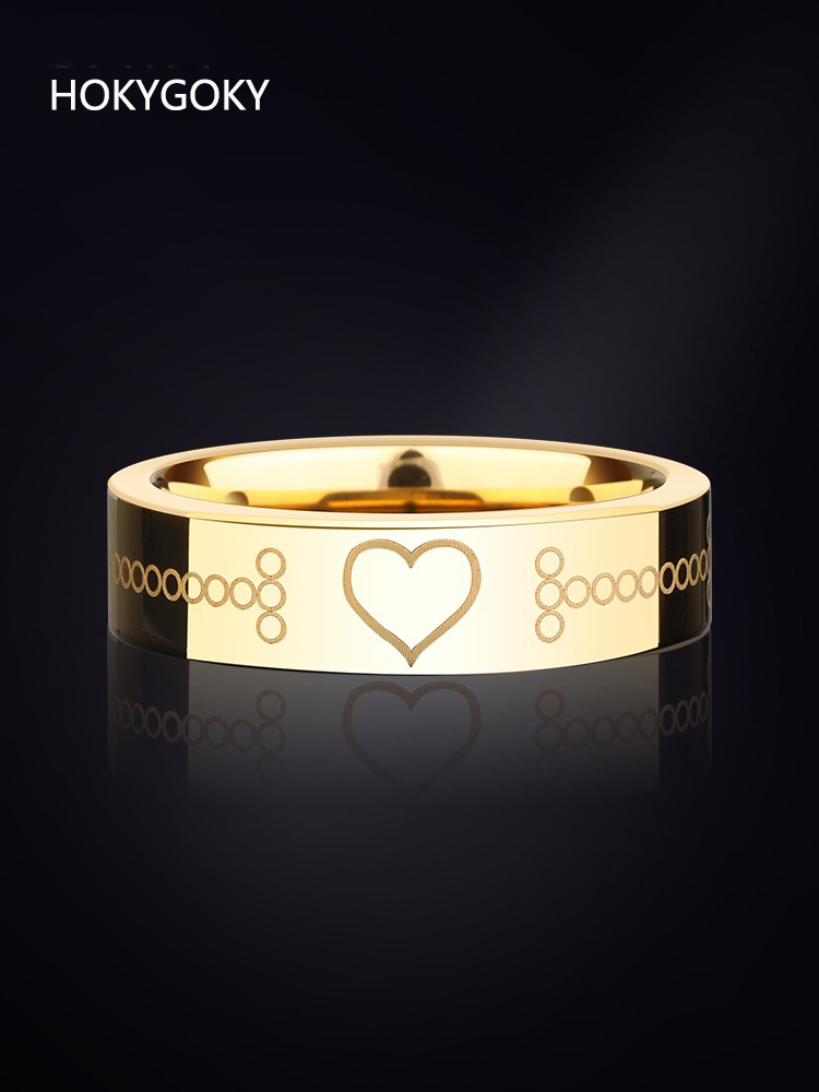 Unisex Ring Trendy Niche Gold-Plated Couple Rings High-End Light Luxury Index Finger Ring Pinky Ring Tungsten Gold Ring - Love 