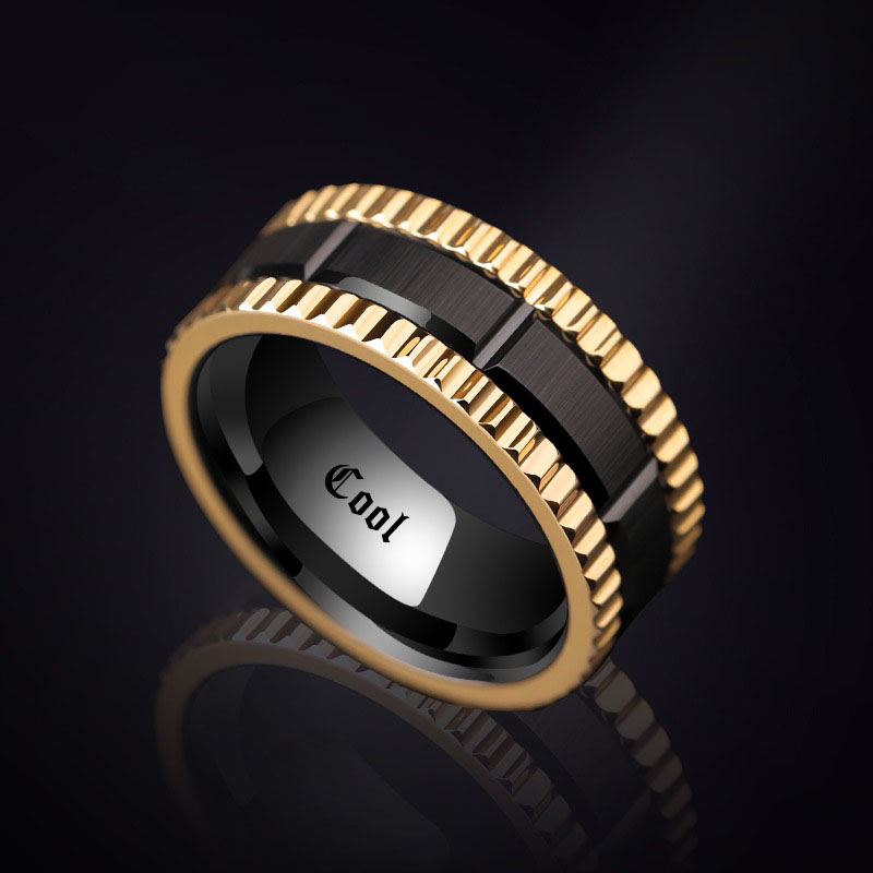 8mm Gear Tungsten Ring Men's Trendy Brand Light Luxury High-end Niche Design Ring Female Single Index Finger Ring Strong Power