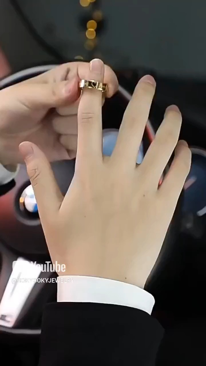 Unisex Ring Trendy Niche Gold-Plated Couple Rings High-End Light Luxury Index Finger Ring Pinky Ring Tungsten Gold Ring - Love 