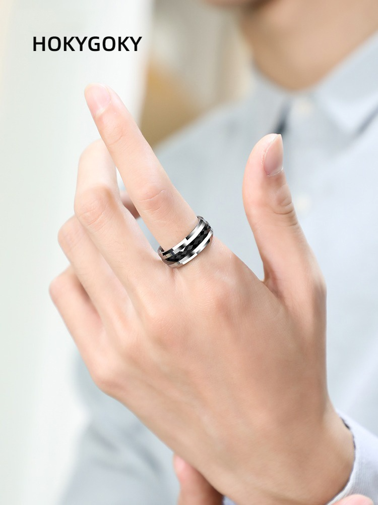 8mm Men's Tungsten Steel Ring Can be Rotated, High-End Luck Transfer Single Ring, Black Tungsten Gold Rotating Men's Ring-360° Rotation Design, Tungsten Gold Space Porcelain Material, Lucky Meaning, Ergonomic Wearing, Personalized Engraving