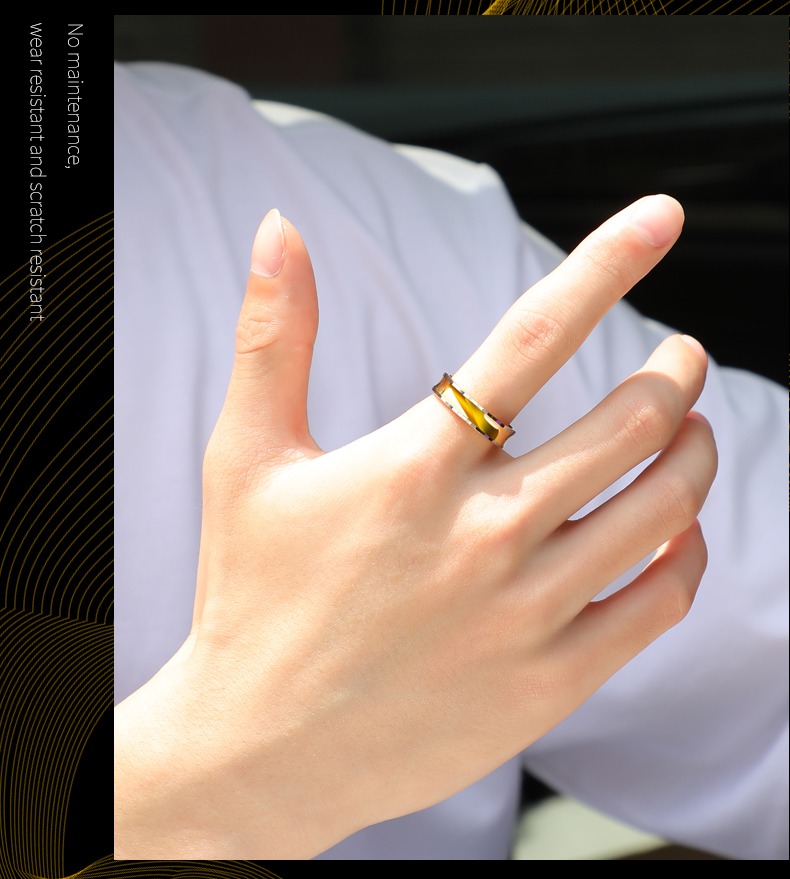 5mm Men's Slim Waist Tungsten Gold Ring Trendy Fashion Personality Ring Tungsten Steel Ring Simple and Versatile Niche High-end Simple and Fashionable