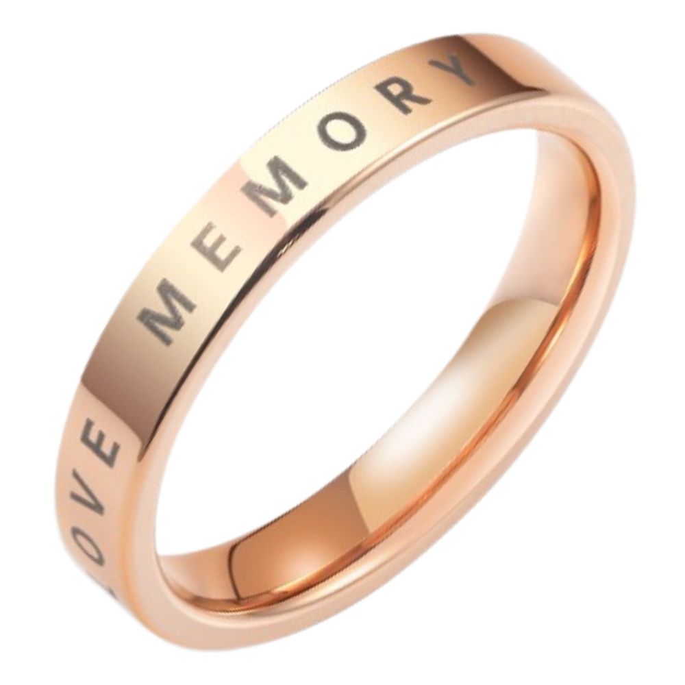 4mm Unisex Rose Gold Ring Tungsten Gold Couple Ring High-End Trendy Wedding Ring Personality Pinky Ring Index Finger Tungsten Gold Ring - Engraved With 