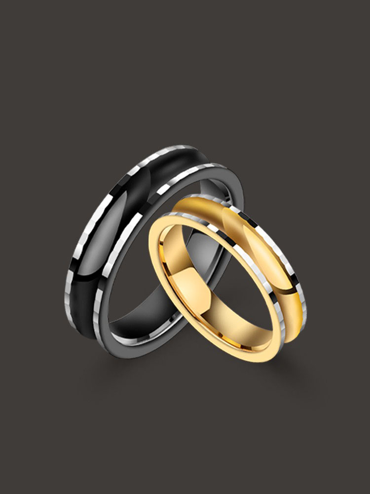 5mm Men's Slim Waist Tungsten Gold Ring Trendy Fashion Personality Ring Tungsten Steel Ring Simple and Versatile Niche High-end Simple and Fashionable