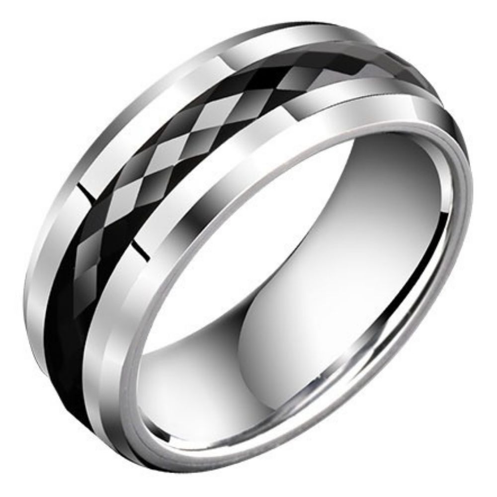 8mm Men's Tungsten Steel Ring Can be Rotated, High-End Luck Transfer Single Ring, Black Tungsten Gold Rotating Men's Ring-360° Rotation Design, Tungsten Gold Space Porcelain Material, Lucky Meaning, Ergonomic Wearing, Personalized Engraving