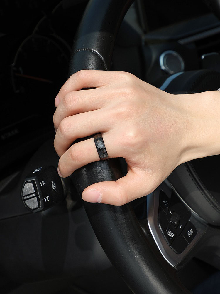 7mm Men's Ring Multi-faceted Diamond-shaped Mosaic Tungsten Steel Tungsten Gold Ring Trendy Ring Women's Wide Face Ring Simple and Fashionable Solid Wear-resistant