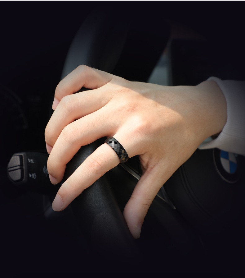 7mm Men's Ring Multi-faceted Diamond-shaped Mosaic Tungsten Steel Tungsten Gold Ring Trendy Ring Women's Wide Face Ring Simple and Fashionable Solid Wear-resistant