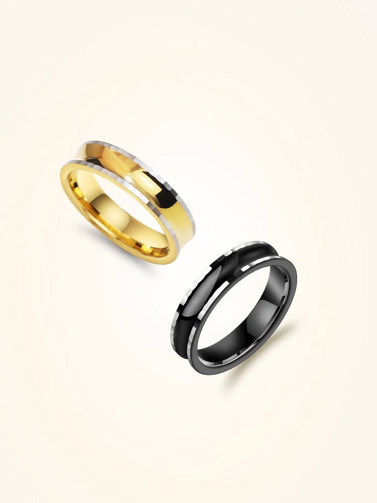 5mm Men's Slim Waist Tungsten Gold Ring Trendy Fashion Personality Ring Tungsten Steel Ring Simple and Versatile Niche High-end Simple and Fashionable