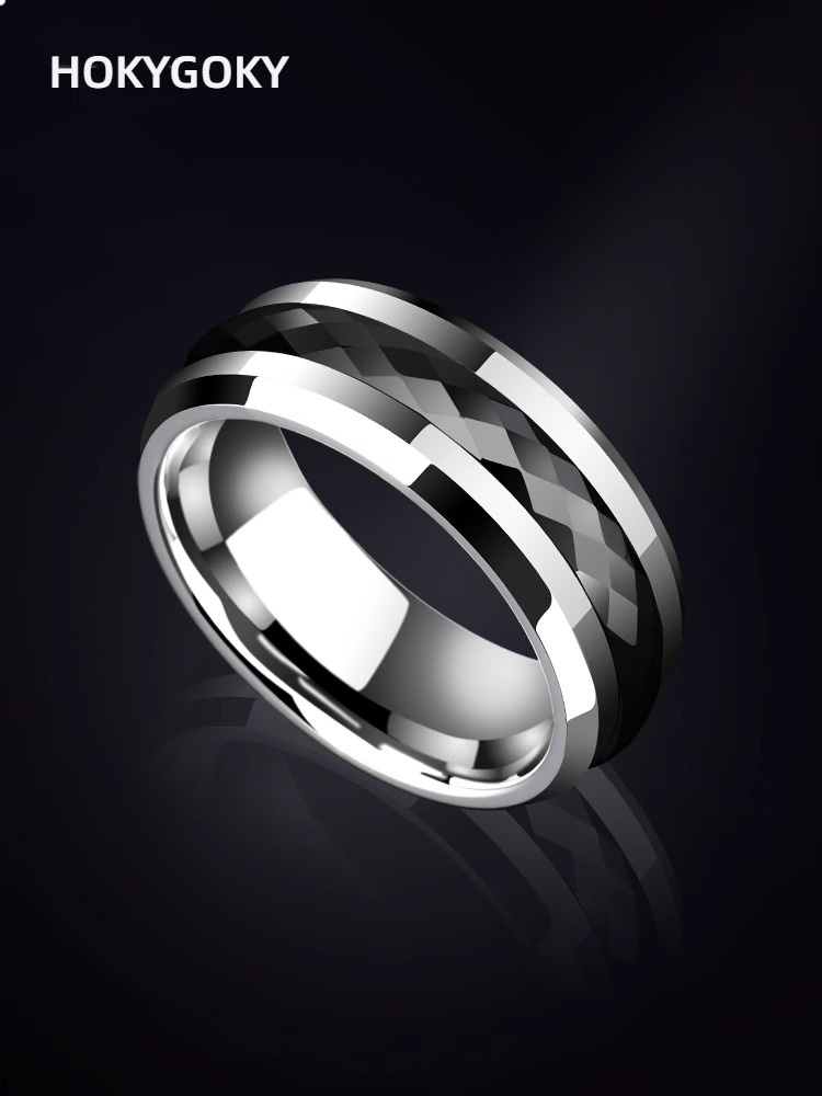 8mm Men's Tungsten Steel Ring Can be Rotated, High-End Luck Transfer Single Ring, Black Tungsten Gold Rotating Men's Ring-360° Rotation Design, Tungsten Gold Space Porcelain Material, Lucky Meaning, Ergonomic Wearing, Personalized Engraving