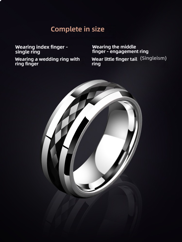 8mm Men's Tungsten Steel Ring Can be Rotated, High-End Luck Transfer Single Ring, Black Tungsten Gold Rotating Men's Ring-360° Rotation Design, Tungsten Gold Space Porcelain Material, Lucky Meaning, Ergonomic Wearing, Personalized Engraving