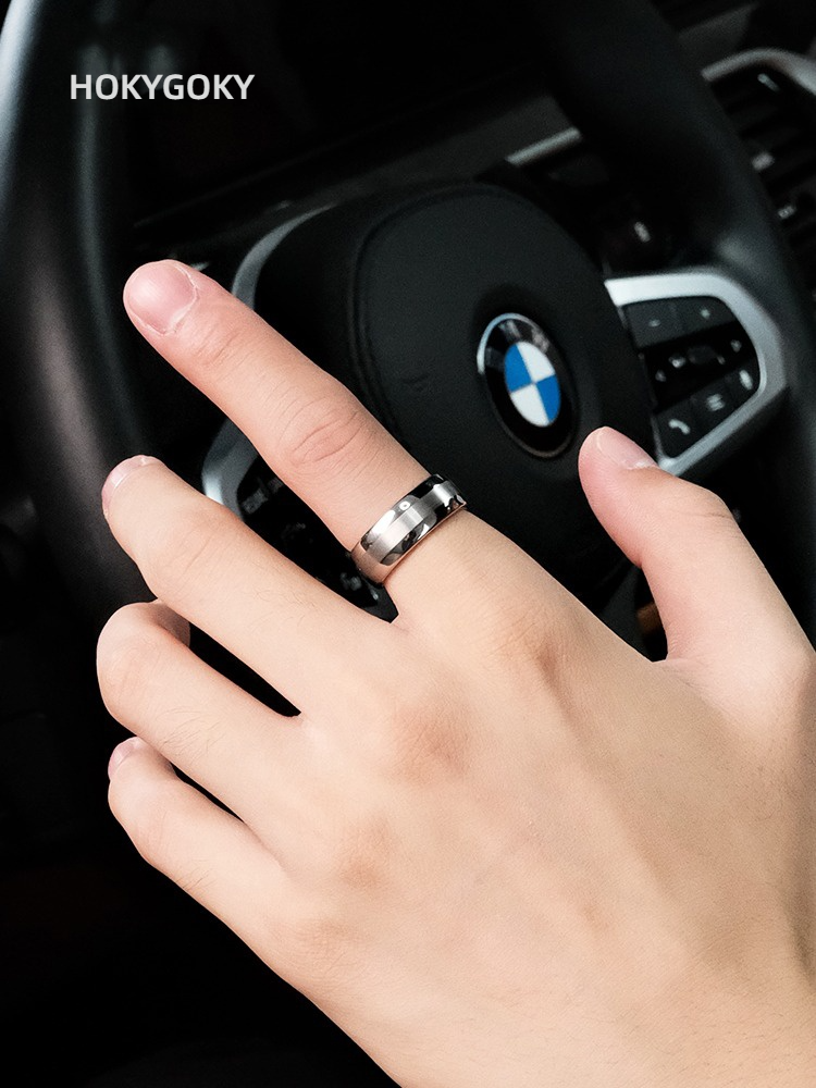 Men's Trendy Tungsten Gold Versatile Simple Silver Plain Ring Niche Index Finger Non-Fading Cold Style Ring Tungsten Gold Ring-Classic Simple Design, Wear-Resistant and Scratch-Resistant, Skin-Friendly and Comfortable, Timeless Elegance