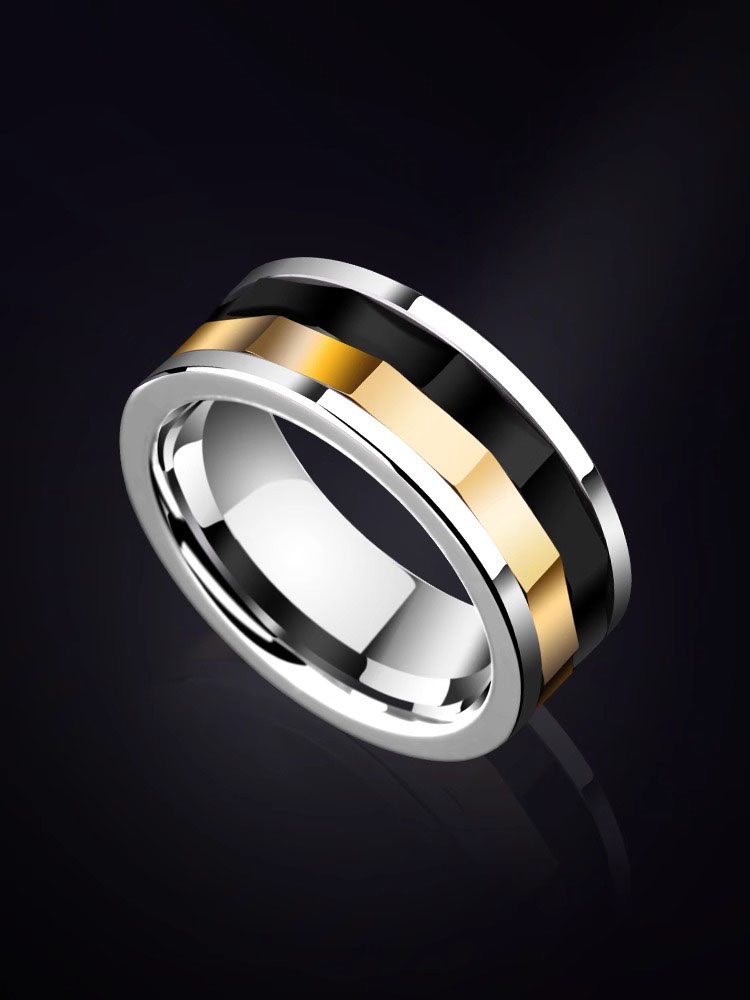 8mm Men's Tungsten Gold Rotating Ring Luck Ring Good Luck Tungsten Gold Tide Fortune Singles Luck Ring Index Finger Men's Ring Wheel of Time Men's Ring