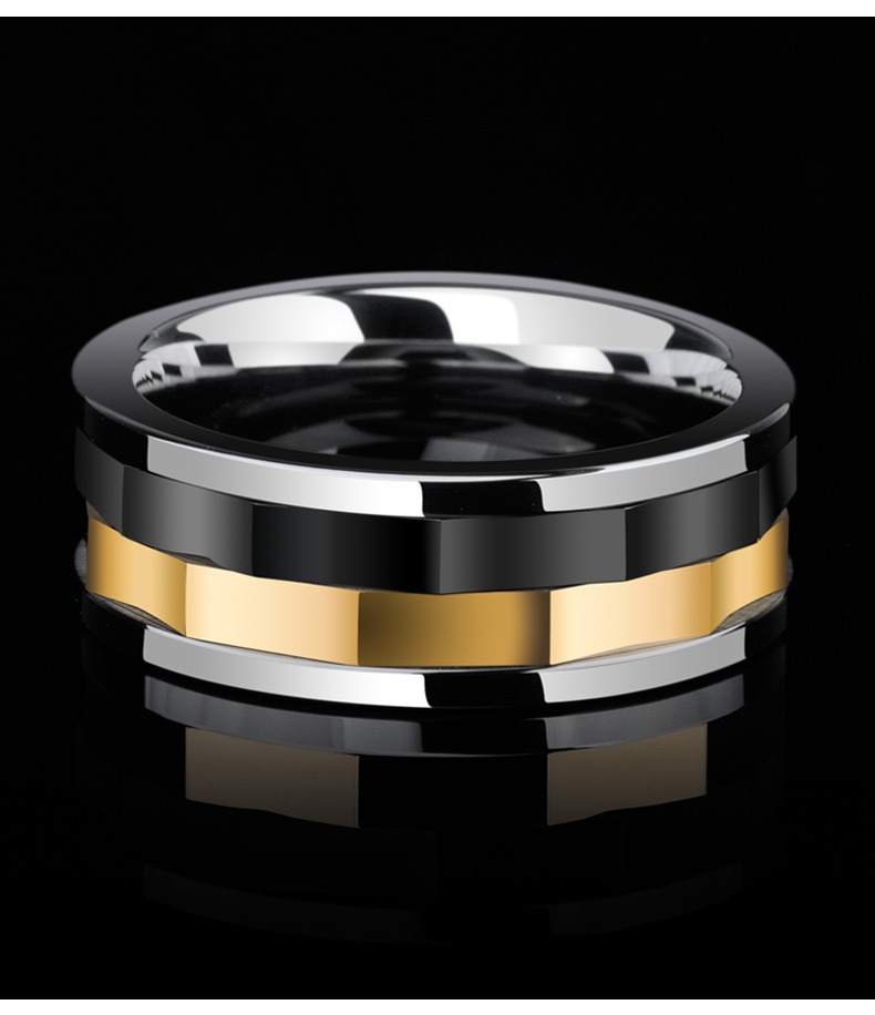 8mm Men's Tungsten Gold Rotating Ring Luck Ring Good Luck Tungsten Gold Tide Fortune Singles Luck Ring Index Finger Men's Ring Wheel of Time Men's Ring