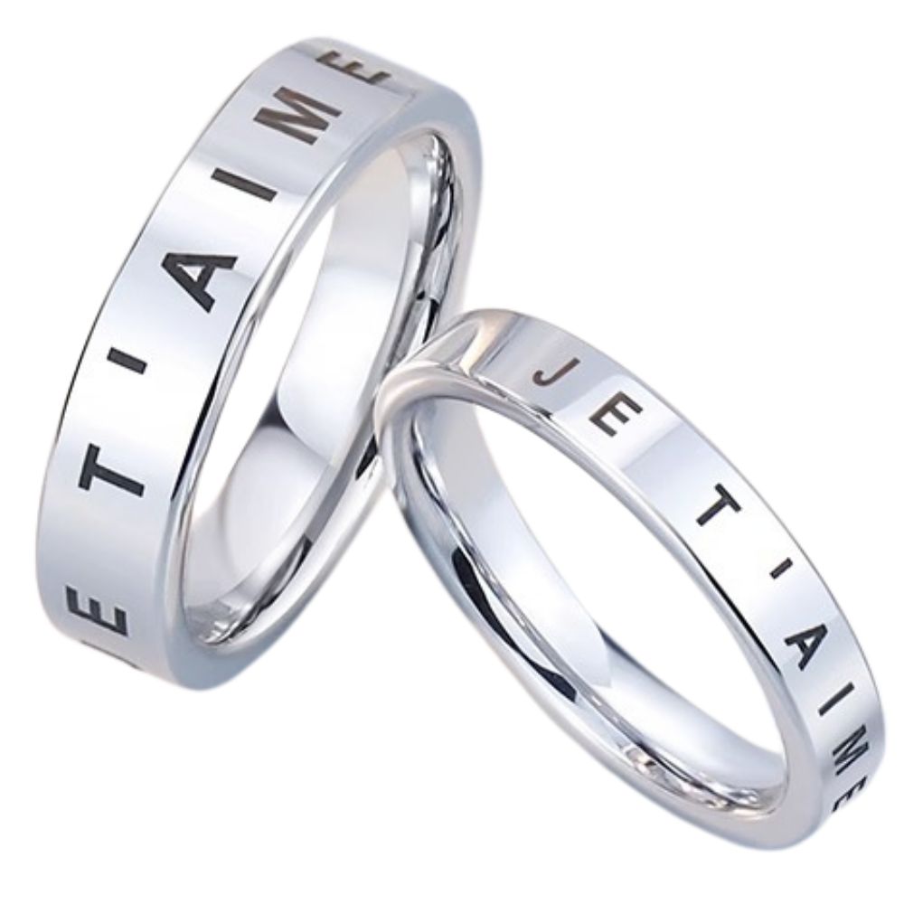 Tungsten Gold Couple Rings for Men and Women Original Niche Design French I Love You Couple Rings Fashionable All-match Rings Advanced Romantic Confession