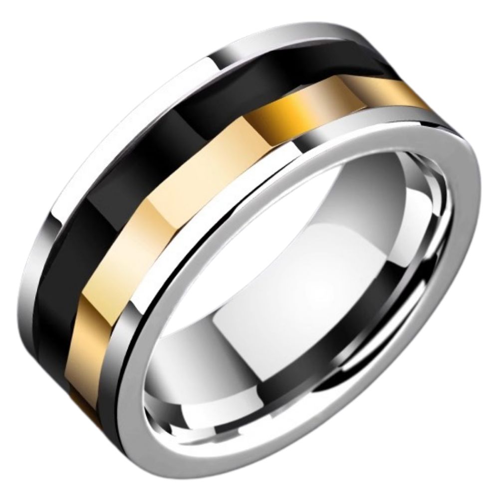 8mm Men's Tungsten Gold Rotating Ring Luck Ring Good Luck Tungsten Gold Tide Fortune Singles Luck Ring Index Finger Men's Ring Wheel of Time Men's Ring