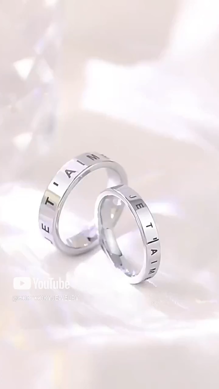 Tungsten Gold Couple Rings for Men and Women Original Niche Design French I Love You Couple Rings Fashionable All-match Rings Advanced Romantic Confession