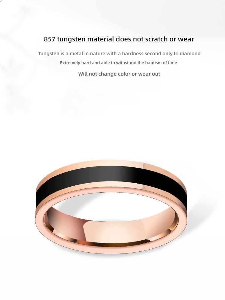 5mm Couple Rings Men's Rings Women's Tungsten Gold Black and White Personalized Tungsten Gold Pinky Ring Simple Black and White Couple Rings - Tungsten Gold Material, Wear-Resistant and Scratch-Resistant, Elegant Design, Symbol of Eternal Love