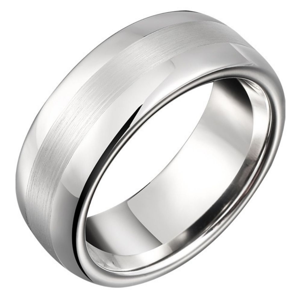Men's Trendy Tungsten Gold Versatile Simple Silver Plain Ring Niche Index Finger Non-Fading Cold Style Ring Tungsten Gold Ring-Classic Simple Design, Wear-Resistant and Scratch-Resistant, Skin-Friendly and Comfortable, Timeless Elegance