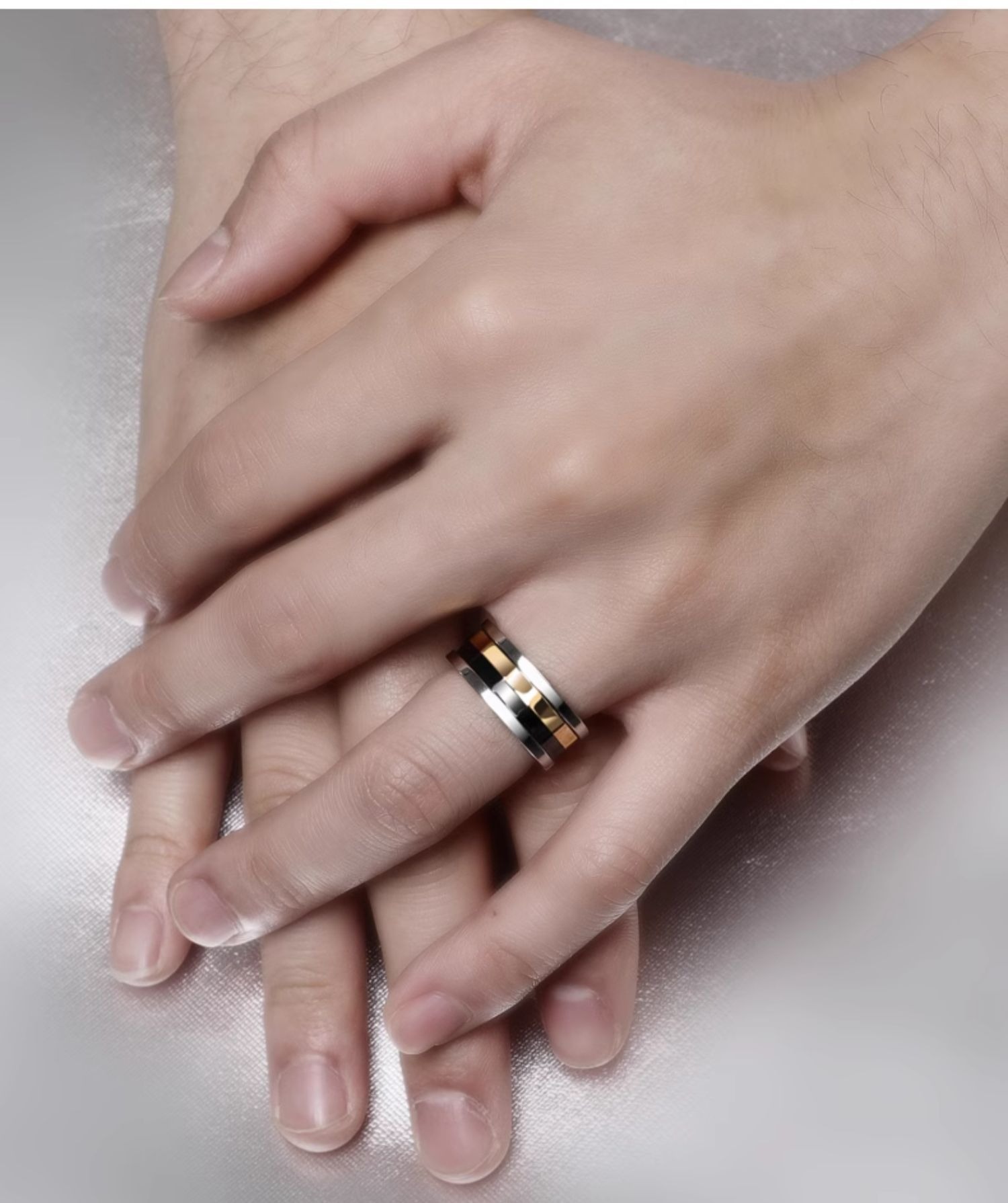 8mm Men's Tungsten Gold Rotating Ring Luck Ring Good Luck Tungsten Gold Tide Fortune Singles Luck Ring Index Finger Men's Ring Wheel of Time Men's Ring