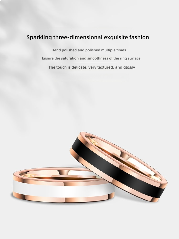 5mm Couple Rings Men's Rings Women's Tungsten Gold Black and White Personalized Tungsten Gold Pinky Ring Simple Black and White Couple Rings - Tungsten Gold Material, Wear-Resistant and Scratch-Resistant, Elegant Design, Symbol of Eternal Love