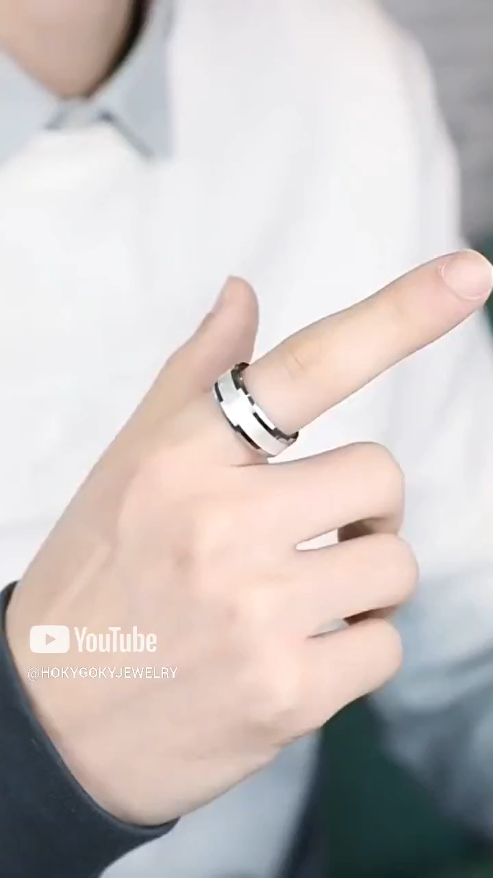 Tungsten Gold Ring Inlaid with Shell Ring Trendy Jewelry Simple and Fashionable OL Single Ring Men's Tungsten Gold Ring Inlaid with White Butterfly Shell Hard and Wear-Resistant Fashionable and Versatile Can be Engraved