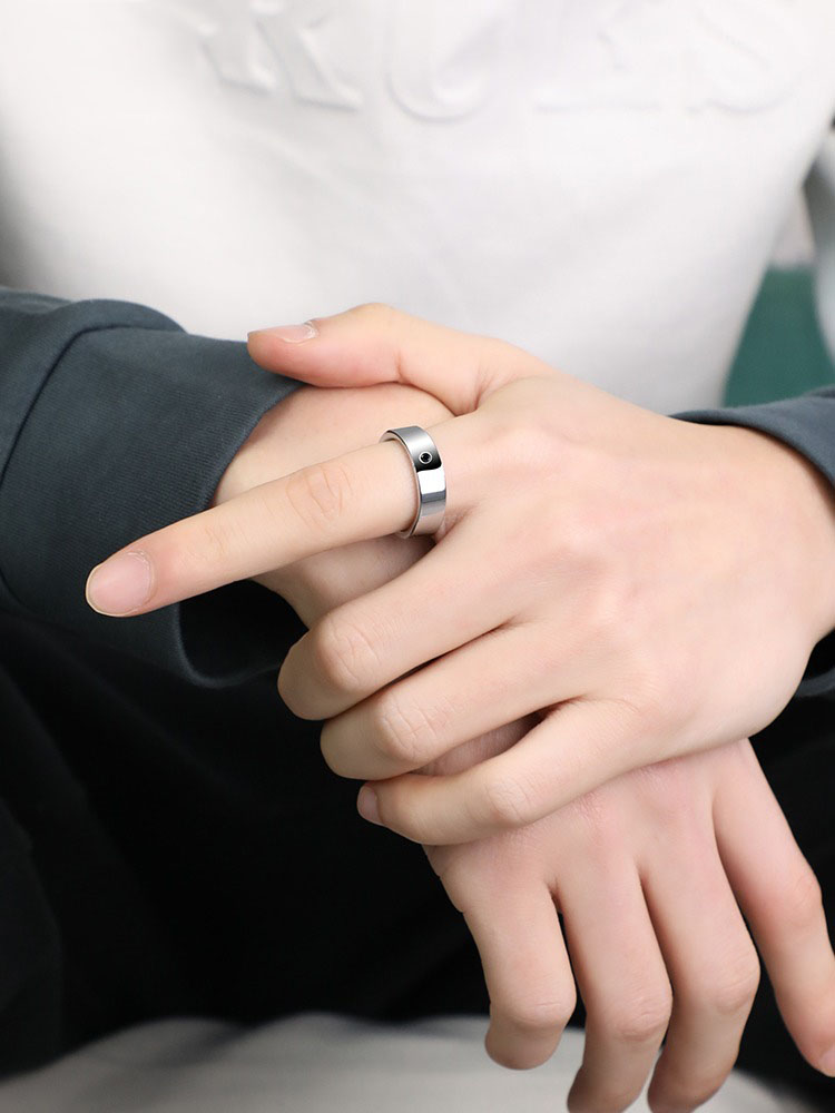 6mm Men's Tungsten Gold Inlaid Cubic Zirconia Ring Black and White Simple Tungsten Steel Alloy Men's High-end Trendy Men's Index Finger Pinky Ring Women's Ring Simple and Fashionable