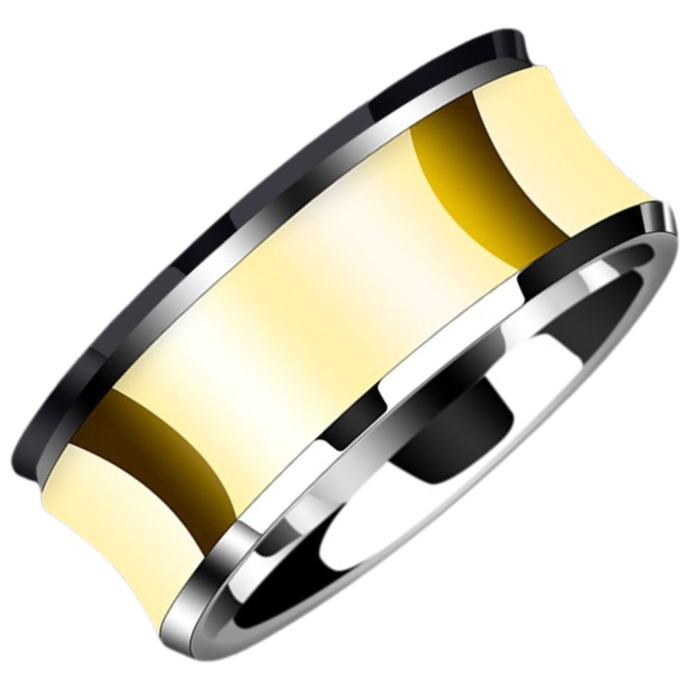 8mm Men's Ring Concave Inner Arc Hip-Hop Aperture Tungsten Steel Index Finger Single Ring Female Ring 857 Tungsten Gold Ring Simple Heavy Polished Breathable and Comfortable Free Engraving (Gold/Silver Are Optional to Show Your Personality