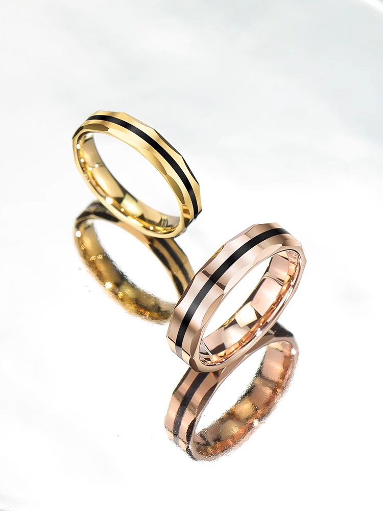 Men's Tungsten Gold Rings Couple's Rings Rose Gold Rings Black Gold High-end Fashion Rings Personalized Jewelry Promised Couple's Rings Eternal Love