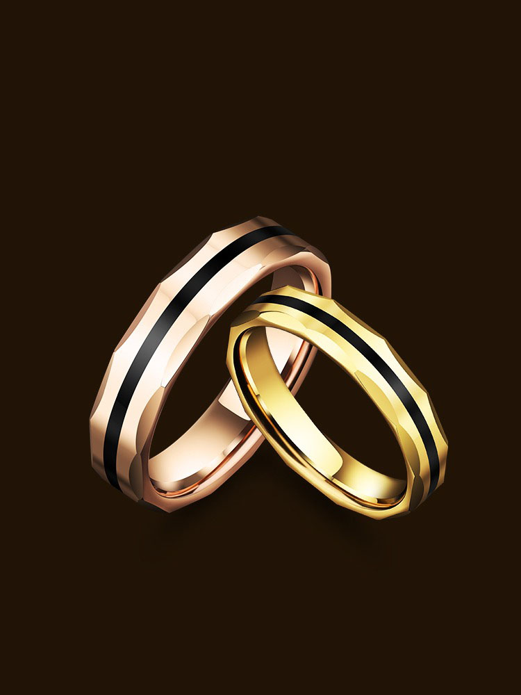 Men's Tungsten Gold Rings Couple's Rings Rose Gold Rings Black Gold High-end Fashion Rings Personalized Jewelry Promised Couple's Rings Eternal Love