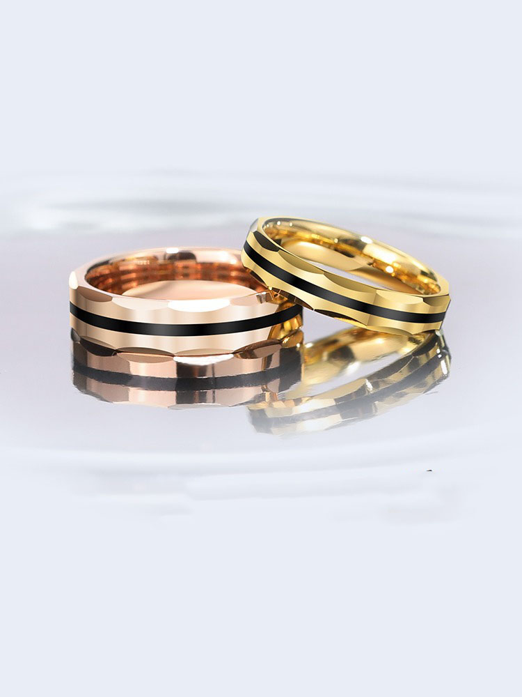 Men's Tungsten Gold Rings Couple's Rings Rose Gold Rings Black Gold High-end Fashion Rings Personalized Jewelry Promised Couple's Rings Eternal Love